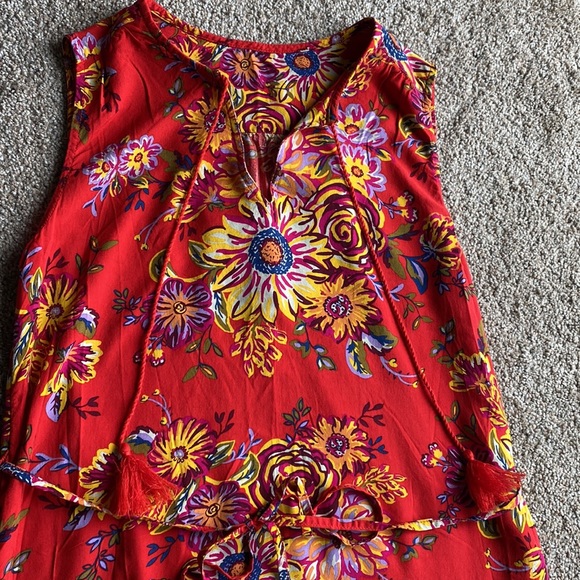 EUC Womens Medium Floral Red Caribbean Dress, sleeveless - Picture 3 of 7